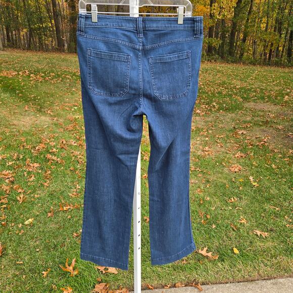 GAP Denim Women's Trouser Jeans Wide Leg Dark Indigo Sailor Snap Pockets Size 30 - Picture 2 of 12